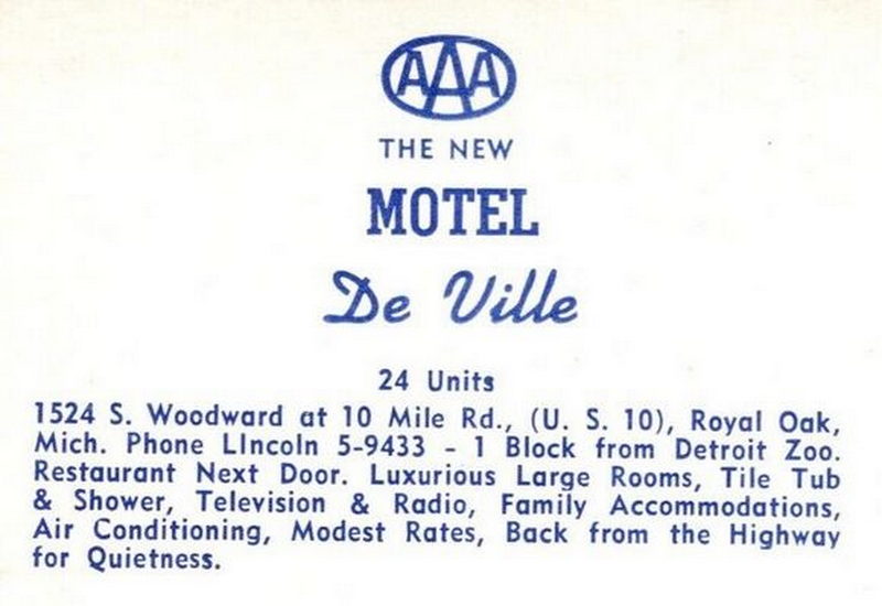 Motel De Ville - Vintage Postcard (newer photo)